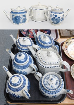 Lot 305 - Six Pearlware Teapots, early 19th century,...