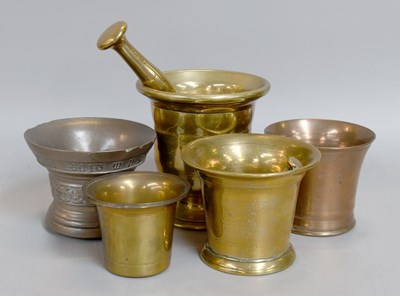 Lot 236 - Five 18th Century and Later Bronze Mortars,...