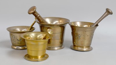 Lot 234 - Four 18th Century and Later Bronze Mortars,...