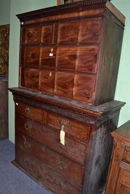 Lot 421 - Two mahogany top sections from chest on chests