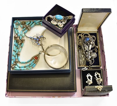 Lot 362 - A Quantity of Jewellery, including a turquoise...