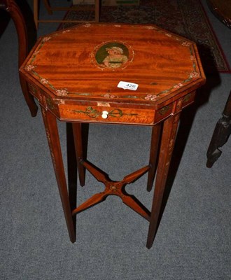 Lot 426 - Painted satinwood octagonal table fitted with one drawer, height 72cm