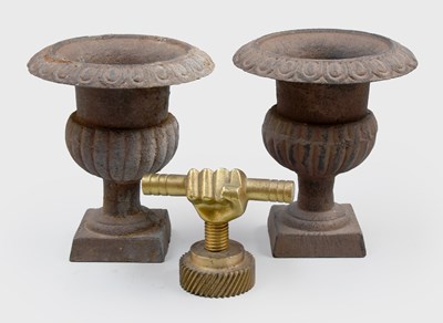 Lot 312 - Two Miniature Iron Campana Urns, each 15cm...