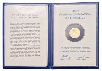 Lot 205 - Cook Islands, Proof One Hundred Dollars 1976,...