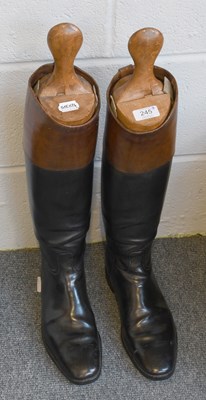 Lot 245 - A Pair Black Leather Riding Boots,  size 10...