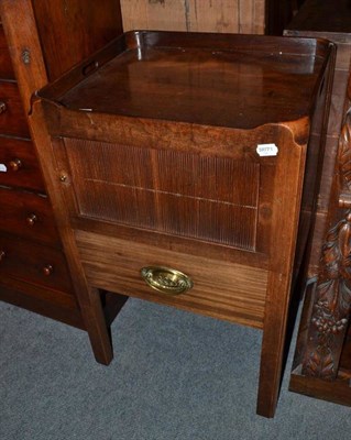 Lot 437 - Georgian mahogany commode with tray top and tambour front