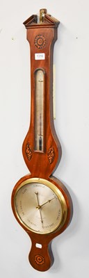 Lot 1316 - A Mahogany Inlaid Wheel Barometer, case with...