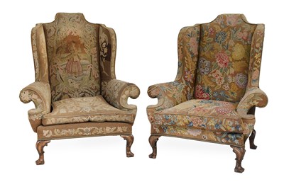 Lot 448 - A Pair of Queen Anne-Style Walnut-Framed...