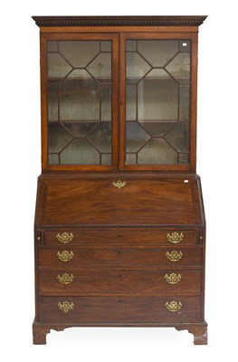 Lot 1319 - A George III Mahogany Bureau Bookcase, 113cm...