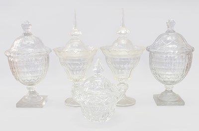 Lot 274 - A Pair of Victorian Cut Glass Sweetmeat Jars...