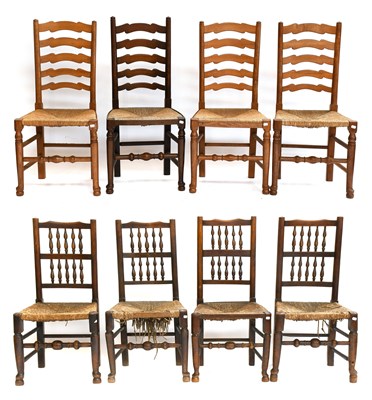 Lot 1284 - A Set of Four 19th Century Spindle Back Chairs,...