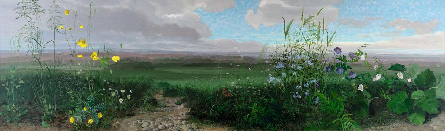 Lot 344 - Audrey Johnson (1918-2010) Panoramic landscape...