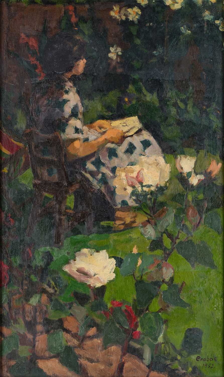 Lot 342 - Richard Crabbe (1927-2010) Woman reading in a...