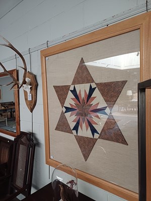 Lot 1153 - A Quilt Sample Abstract Star Formed Work, in a...