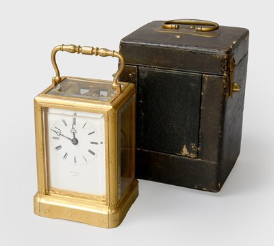 Lot 267 - A French Brass Carriage Clock, signed Hy Marc,...