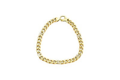 Lot 379 - A 9 Carat Gold Curb Link Bracelet, with four...