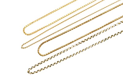 Lot 389 - Two 9 Carat Gold Chains and Two Further Chains,...