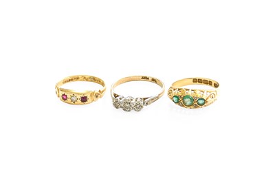 Lot 401 - Three Gem Set Rings, comprising of an 18 carat...