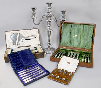 Lot 285 - A Cased Silver Dressing Table Set, another...