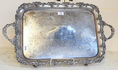 Lot 338 - A Silver Plated Twin Handled Tray Fruit and...