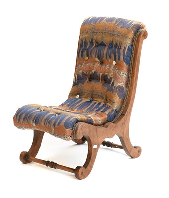 Lot 1294 - A Victorian Childs Buttoned Slipper Chair, on...