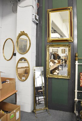 Lot 1148 - Five Modern Gilt Framed Mirrors, the largest...