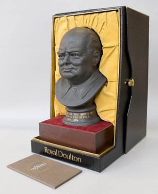 Lot 283 - Royal Doulton Black Basalt Bust of Sir Winston...