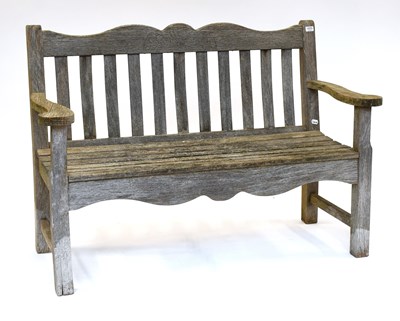 Lot 1079 - A Slatted Oak Garden Bench, 130cm