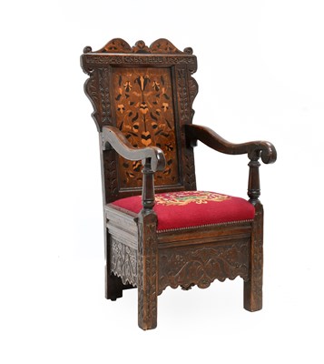 Lot 436 - A Joined Oak and Marquetry-Inlaid...