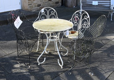 Lot 1084 - Two Similar Black Painted Wire Work Garden...