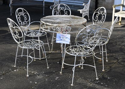 Lot 1072 - A Painted Wrought Metal Circular Garden Table,...