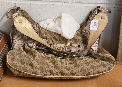 Lot 1119 - Guess Brown Logo Canvas and Faux Crocodile...