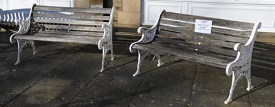 Lot 1076 - A Pair of White Painted Cast Metal and Wooden...