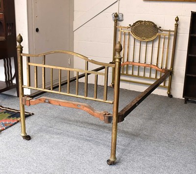 Lot 1160 - A 19th Century Brass Single Bed, 92cm by 205cm...