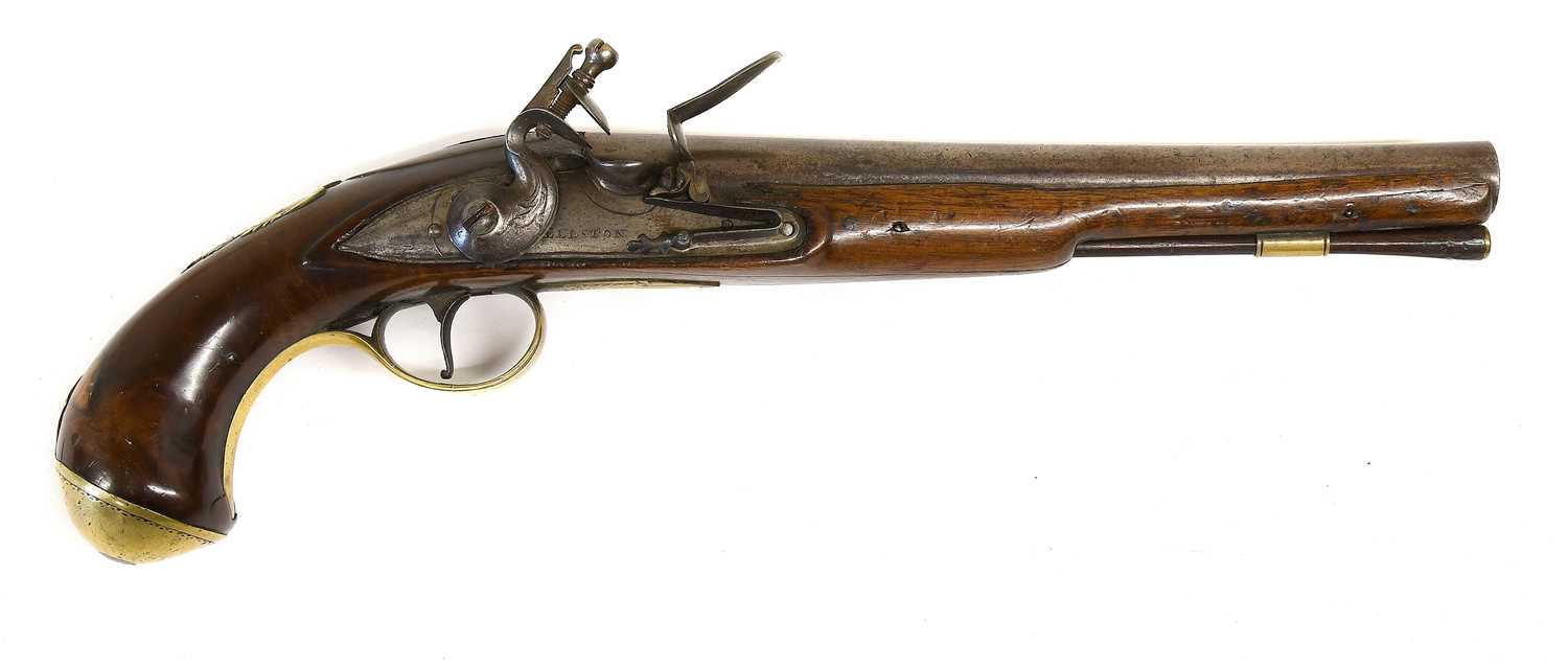 Lot 404 - A Late 18th Century Flintlock Holster Pistol...