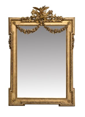 Lot 541 - A Gilt and Gesso Bevelled Glass Mirror,...