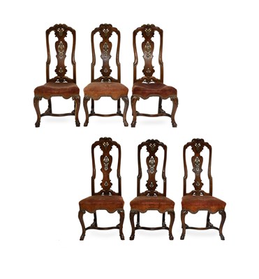 Lot 450 - A Set of Six Anglo-Dutch Walnut and Parcel...