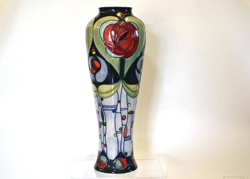 Lot 908 - A Modern Moorcroft Tribute to Charles Rennie Mackintosh Pattern Trial Vase, designed by Rachel...