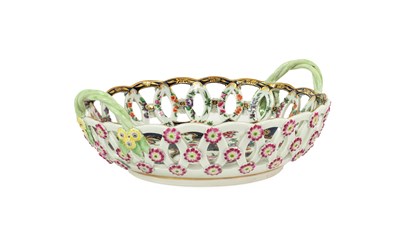 Lot 304 - A Worcester Porcelain Basket, circa 1775, of...