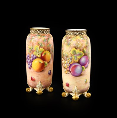 Lot 327 - A Pair of Royal Worcester Porcelain Vases, by...