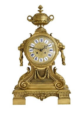 Lot 384 - A French Gilt Metal Striking Mantel Clock,...