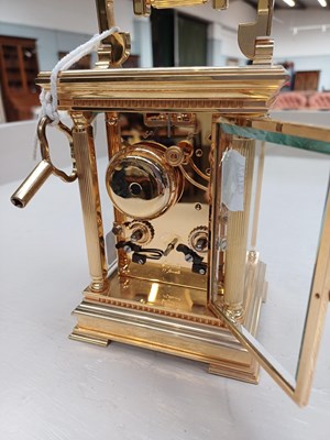 Lot 18 - A Brass Striking Carriage Clock, retailed by...