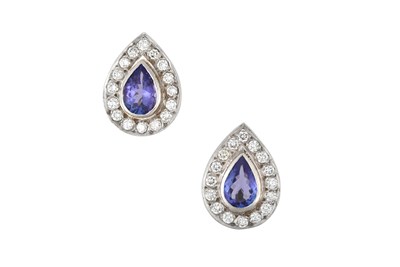 Lot 2074 - A Pair of Tanzanite and Diamond Cluster...