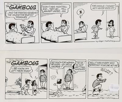 Lot 125 - Roger Mahoney Two Hand Drawn Cartoon Strips 'The Gambols'
