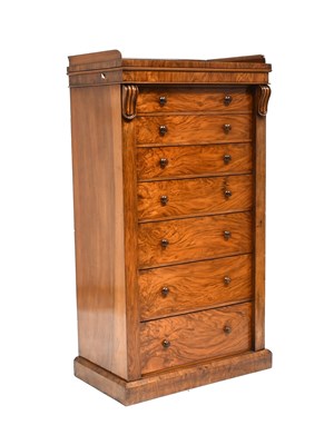Lot 474 - A Victorian Figured Walnut Wellington Chest,...