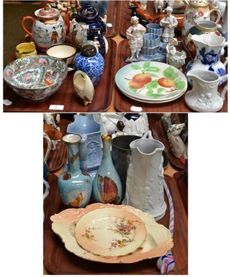 Lot 1 - Quantity of assorted Victorian and later ceramics, Worcester blush ivory plate, dish, Nailsea...