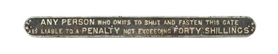 Lot 752 - A LNER Cast Iron Warning Sign, ANY PERSON WHO...