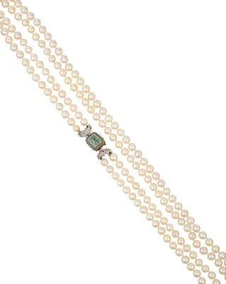 Lot 2056 - A Two Row Cultured Pearl Necklace with An...
