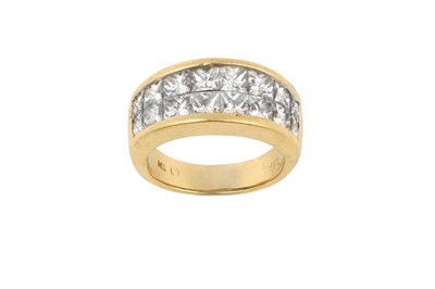 Lot 2044 - A Diamond Two Row Ring the graduated princess...