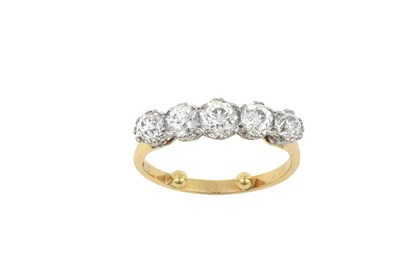 Lot 2053 - A Diamond Five Stone Ring the graduated old...